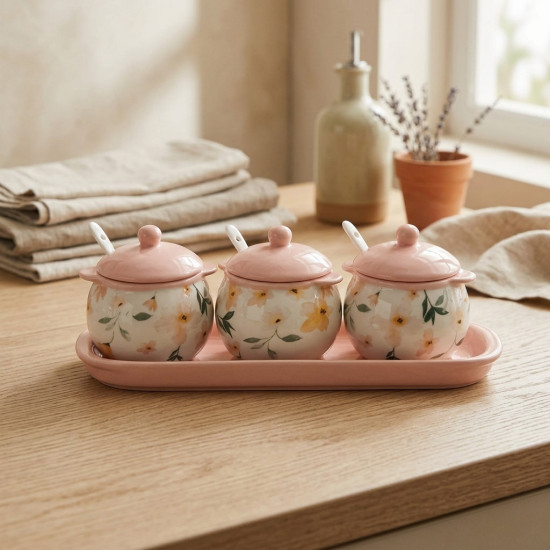 Porcelain Spice Jar Set - 4 Pcs